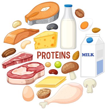 Metin resimli protein gıdalarının çeşitliliği