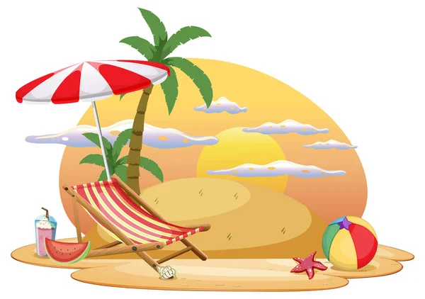Illustration Der Sommer Strand Szene — Stockvektor