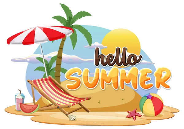 Hello Summer Logo Template Illustration — Stock vektor