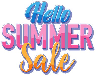 Hello suumer sale text for banner or poster design illustration