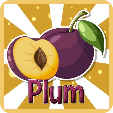 Plum fruit cartoon with background illustration