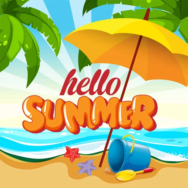 Hello Summer Banner Template Illustration Vektorová Grafika