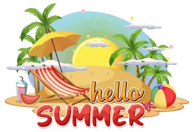 Hello summer logo template illustration