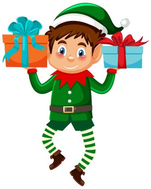 Noel elfi çizgi film karakteri çizimi