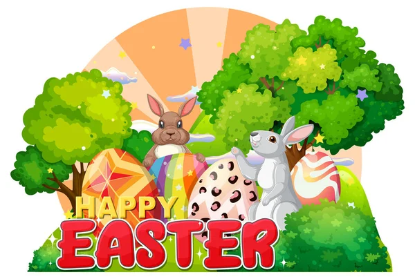 Happy Easter Day Vector Banner Poster Design Illustration — Stock Vector