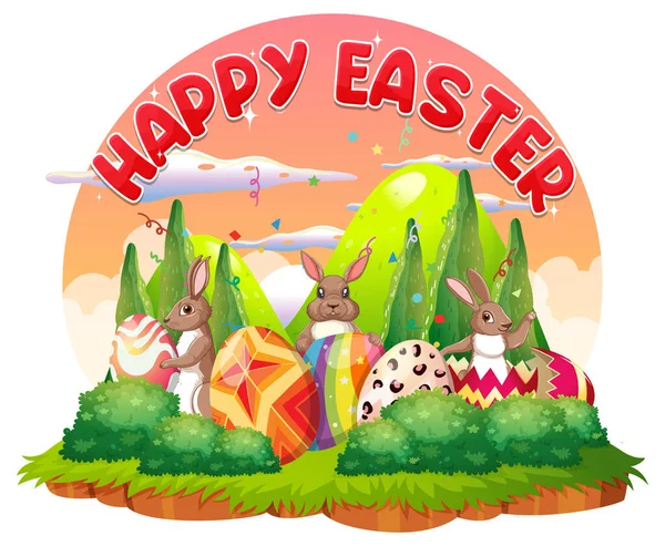 Happy Easter Day Vector Banner Poster Design Illustration Grafiche Vettoriali