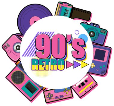 90s retro banner template illustration