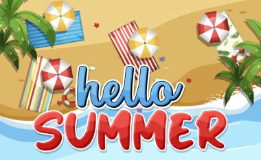 Hello summer logo template illustration