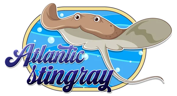Atlantic Stingray Logo Carton Character Illustration — Stock Vector