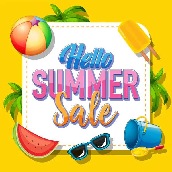 Hello Summer Sale Banner Template Illustration —  Vetores de Stock