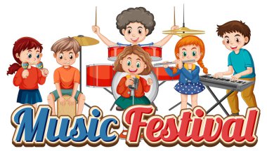 Müzik festivali metin afişi tasarım illüstrasyonu