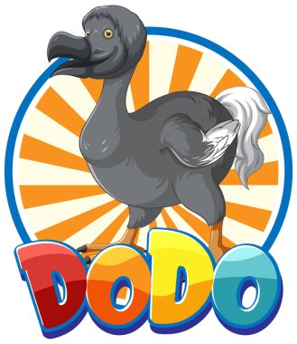 Dodo kuşunun yok oluşu hayvan çizgi film logosu illüstrasyonu