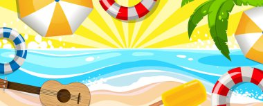 Summer beach background template illustration