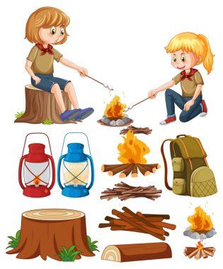 Set of Children Camping illustration