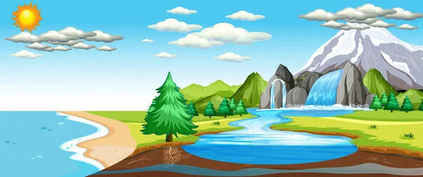 Water Cycle Earth Concept Illustration — Vettoriale Stock