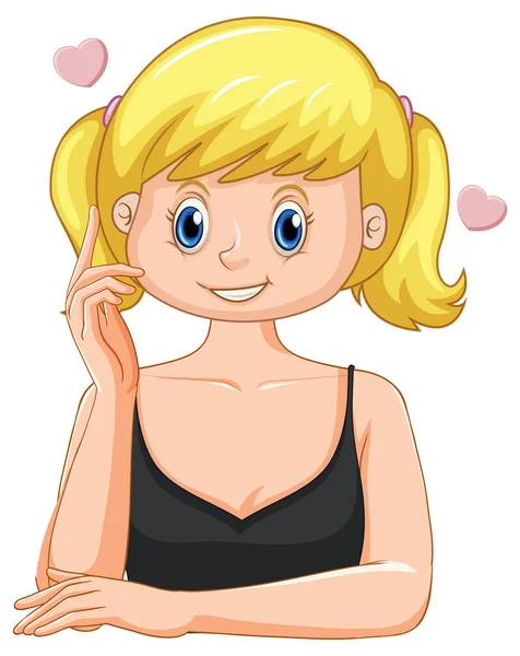 Nette Schöne Junge Dame Zeichentrickfigur Illustration — Stockvektor