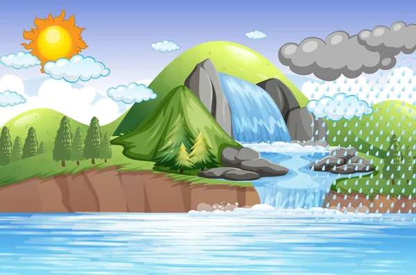 Water Cycle Earth Concept Illustration — Stockvektor
