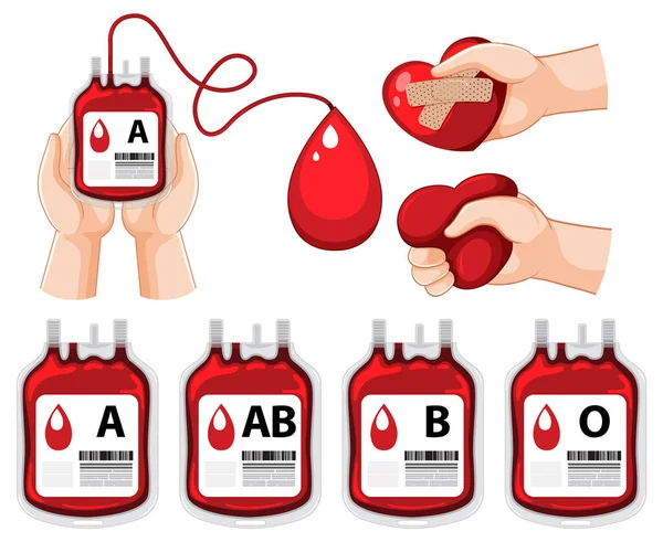 Набір Всіх Типів Крові Людська Рука Дарують Ілюстрацію Крові — стоковий вектор