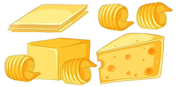 Butter and cheese collection illustration