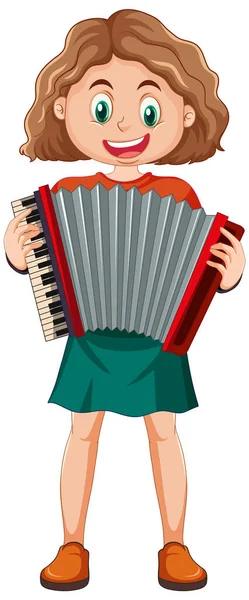 弹奏手风琴的女孩 — 图库矢量图片
