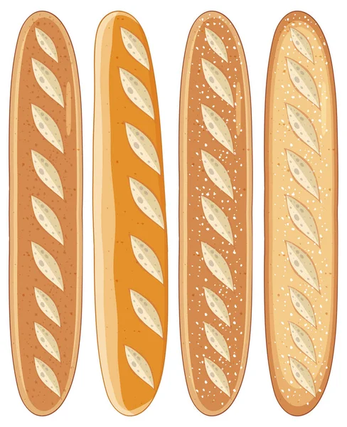 不同的美味的面包收藏插图 — 图库矢量图片