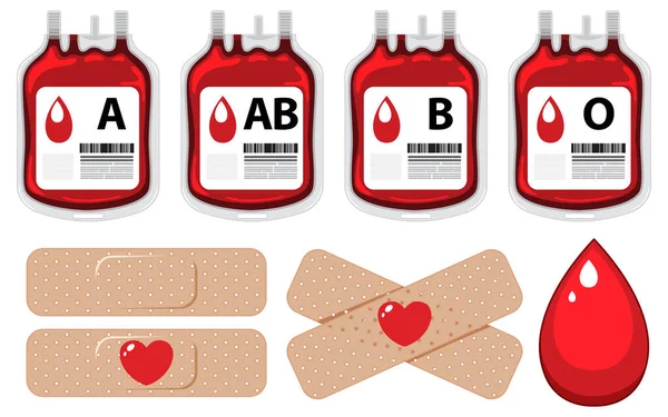 Set All Blood Type Plaster Bandage Illustration — Stock Vector