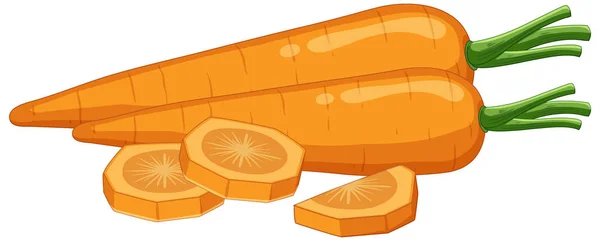 Carrot Cartoon Style Isolated Illustration — Vector de stock