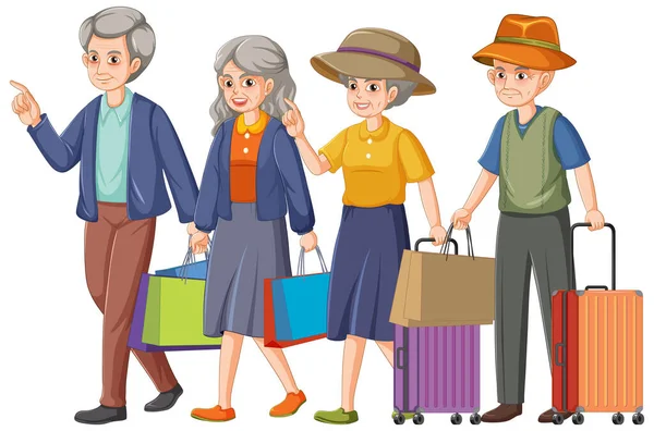 Happy Senior People Group Illustration — Stock Vector