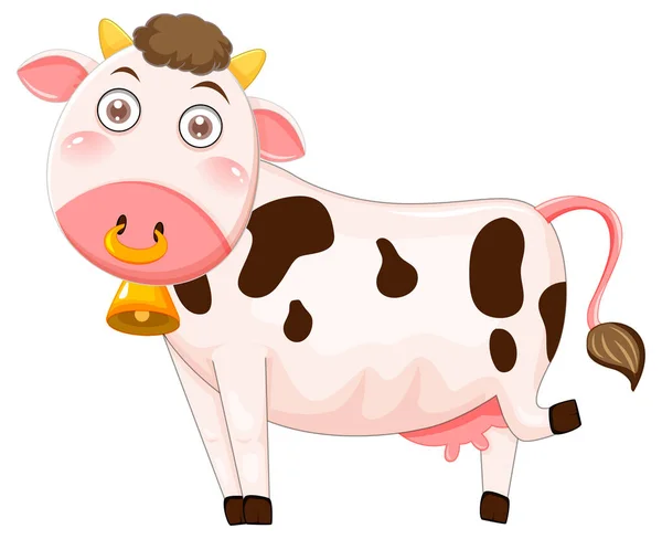 Cute Cow Cartoon Character Illustration — Stock vektor
