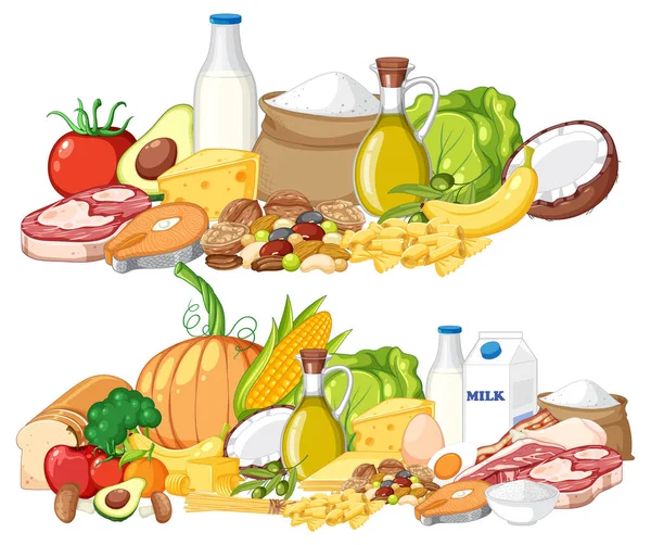 Principaux Groupes Alimentaires Macronutriments Illustration Vectorielle — Image vectorielle