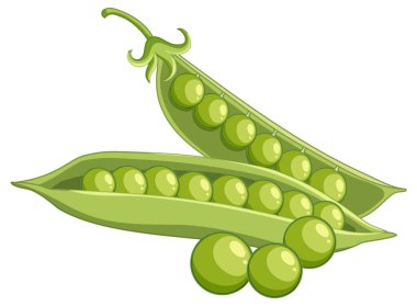 Isolated green peas cartoon illustration