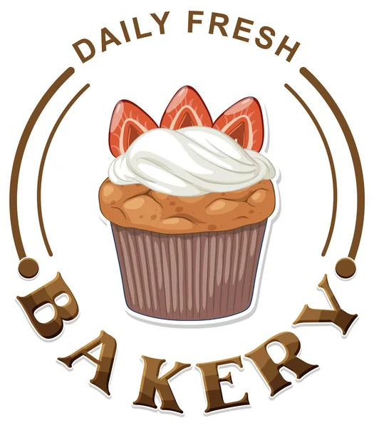 Bakery Banner Cupcake Illustration — Stock Vector