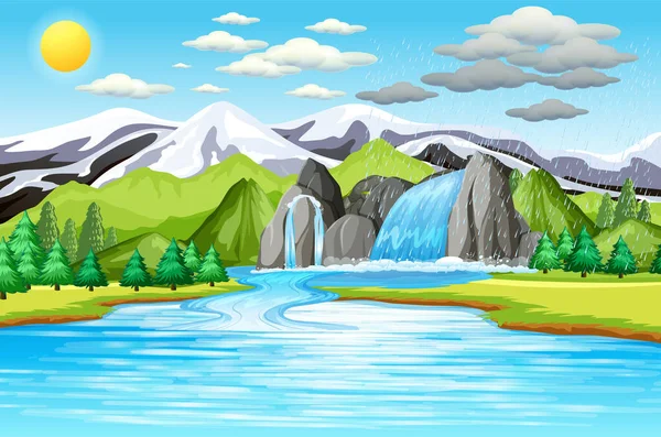 Water Cycle Earth Concept Illustration — Vetor de Stock