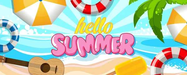 Hello Summer Banner Sablon Illusztráció — Stock Vector
