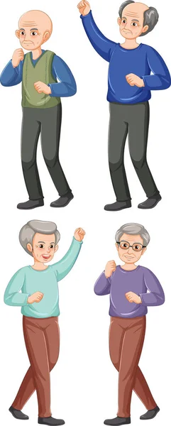 Zestaw Znaków Starszych Dorosłych Postaci Ilustracja — Wektor stockowy