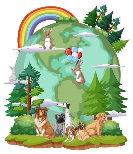 Animals Planet Earth Illustration — Stockvektor