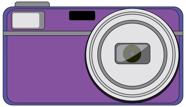 Paarse Compacte Camera Witte Achtergrond Illustratie — Stockvector