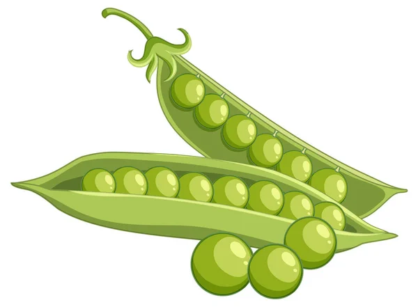 隔離された緑のエンドウ豆の漫画のイラスト — ストックベクタ