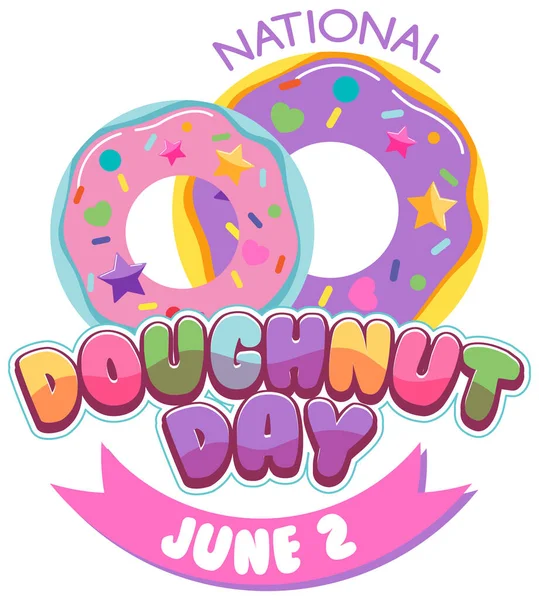 Ευτυχισμένη Ημέρα Ντόνατ Τον Ιούνιο Εικονογράφηση Λογότυπο — Διανυσματικό Αρχείο
