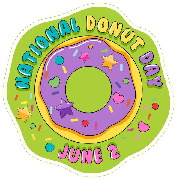 Ευτυχισμένη Ημέρα Ντόνατ Τον Ιούνιο Εικονογράφηση Λογότυπο — Διανυσματικό Αρχείο