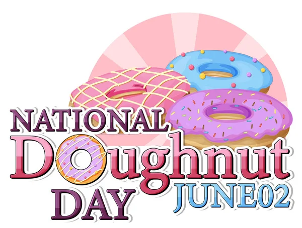 Feliz Día Del Donut Ilustración Del Logotipo Junio — Vector de stock