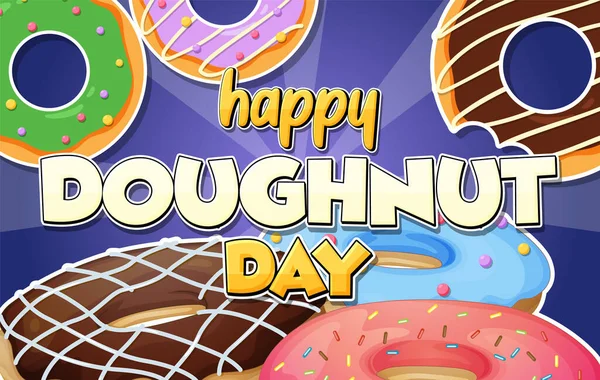 Feliz Dia Donuts Junho Ilustração Logotipo — Vetor de Stock