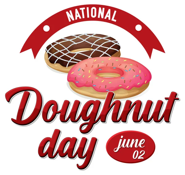 Gelukkige Donut Dag Juni Logo Illustratie — Stockvector