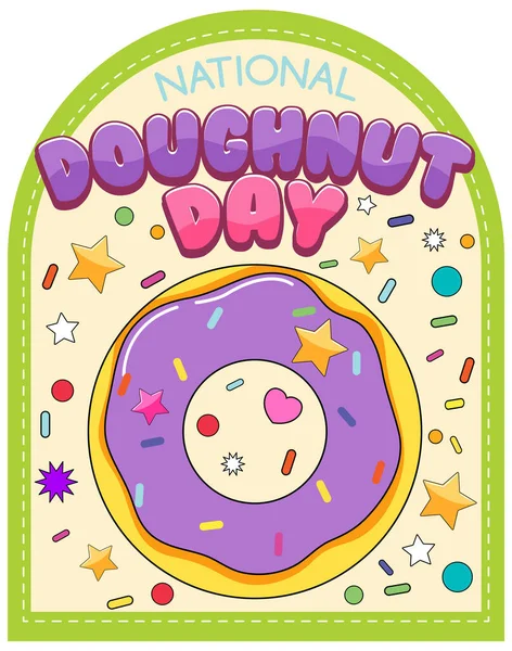 Днем Пончика Июне Иллюстрация Логотипа — стоковый вектор