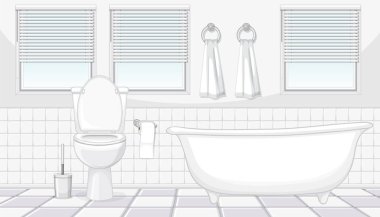 Küvet resimli Minimalist Beyaz Banyo