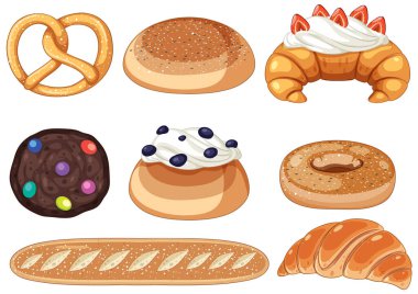 Set of bread and breakfast illustration clipart