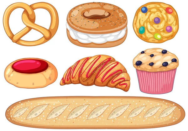 Set Bread Breakfast Illustration — Stock Vector