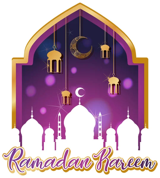 Ramadan Kareem Manifesto Con Elementi Islamici Tradizionali Illustrazione — Vettoriale Stock