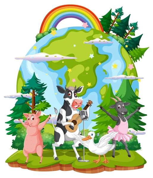 Animals Planet Earth Illustration — Stockvector