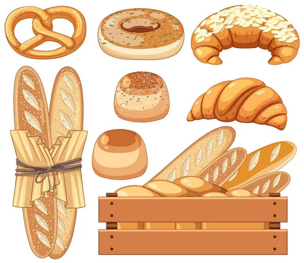 一套面包和早餐插图 — 图库矢量图片